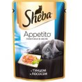 Шеба (Sheba) Appetito пауч для кошек с Тунцом и Лососем в желе 85г