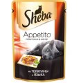 Шеба (Sheba) Appetito пауч для кошек из Телятины и Языка в желе 85г
