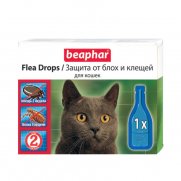 Беафар (Beaphar) Flea Drops Капли для кошек от блох и клещей 1пипетка (диазинон)