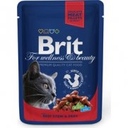 Брит (Brit) пауч для кошек Говядина и горошек 100г