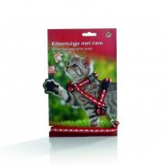 Beeztees (I.P.T.S.) Шлейка для кошек нейлоновая красная с сердечками 120см*10мм