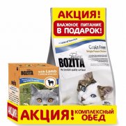 Бозита (Bozita) Grain Free Single Protein корм беззерновой для кошек 400г + Бозита MINI кон.ддя кошек кусочки в желе с мясом Ягненка 190г