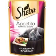 Шеба (Sheba) Appetito пауч для кошек с Говядиной и Кроликом в желе 85г