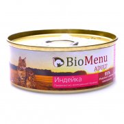 БиоМеню (BioMenu) кон.для кошек паштет с Индейкой 100г