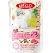 Беркли (Berkley) пауч.для кошек №3 Фрикасе Птица с куриными сердечками и ягодами в желе 100г