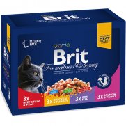 Брит (Brit) Набор паучей для кошек Семейная тарелка 12*100г